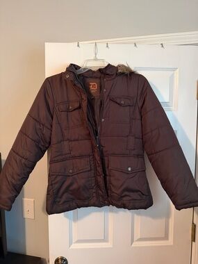 Dollhouse Brown Puffer Jacket with Faux Fur Trim